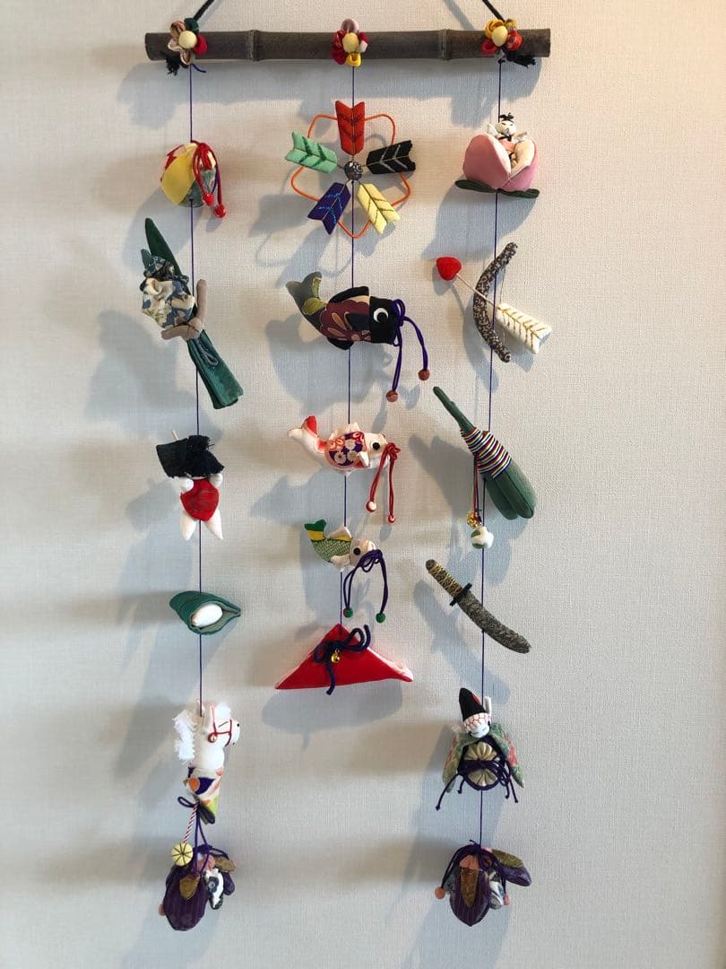 端午の節句の壁掛け①　吊るし飾り　吊るし雛 桃の節句 壁掛け吊るしおひなさま 4,400円 w55x600 素材は、レーヨン